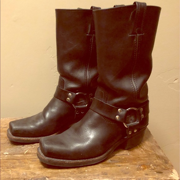 Frye Shoes - Black Frye Harness 12R Belted Leather Boot S 9.5